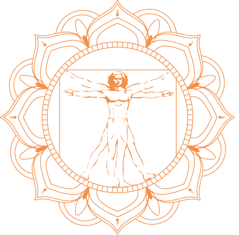 Logo BodyShrine – mandala z człowiekiem witruwiańskim